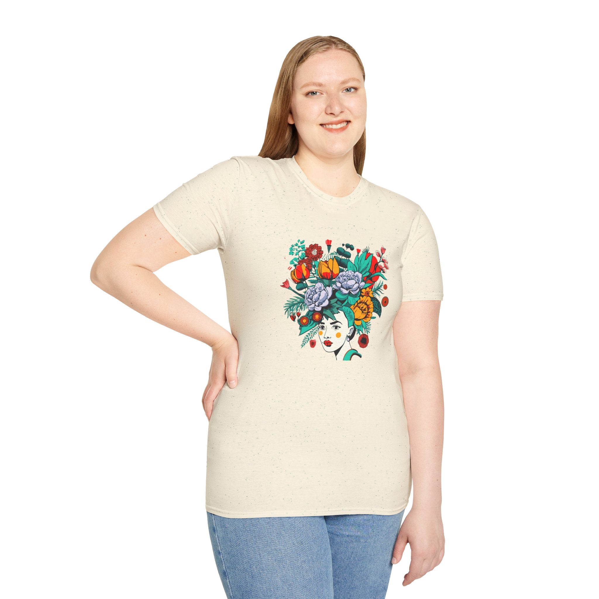 Floral Frida-Inspired Portrait T-Shirt