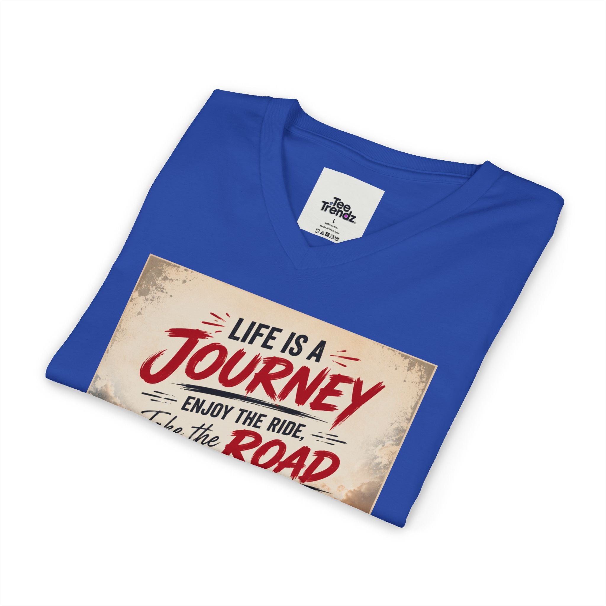 Journey Motorcycle V-Neck Tee — "Life Is a Journey, Enjoy the Ride" Graphic Shirt