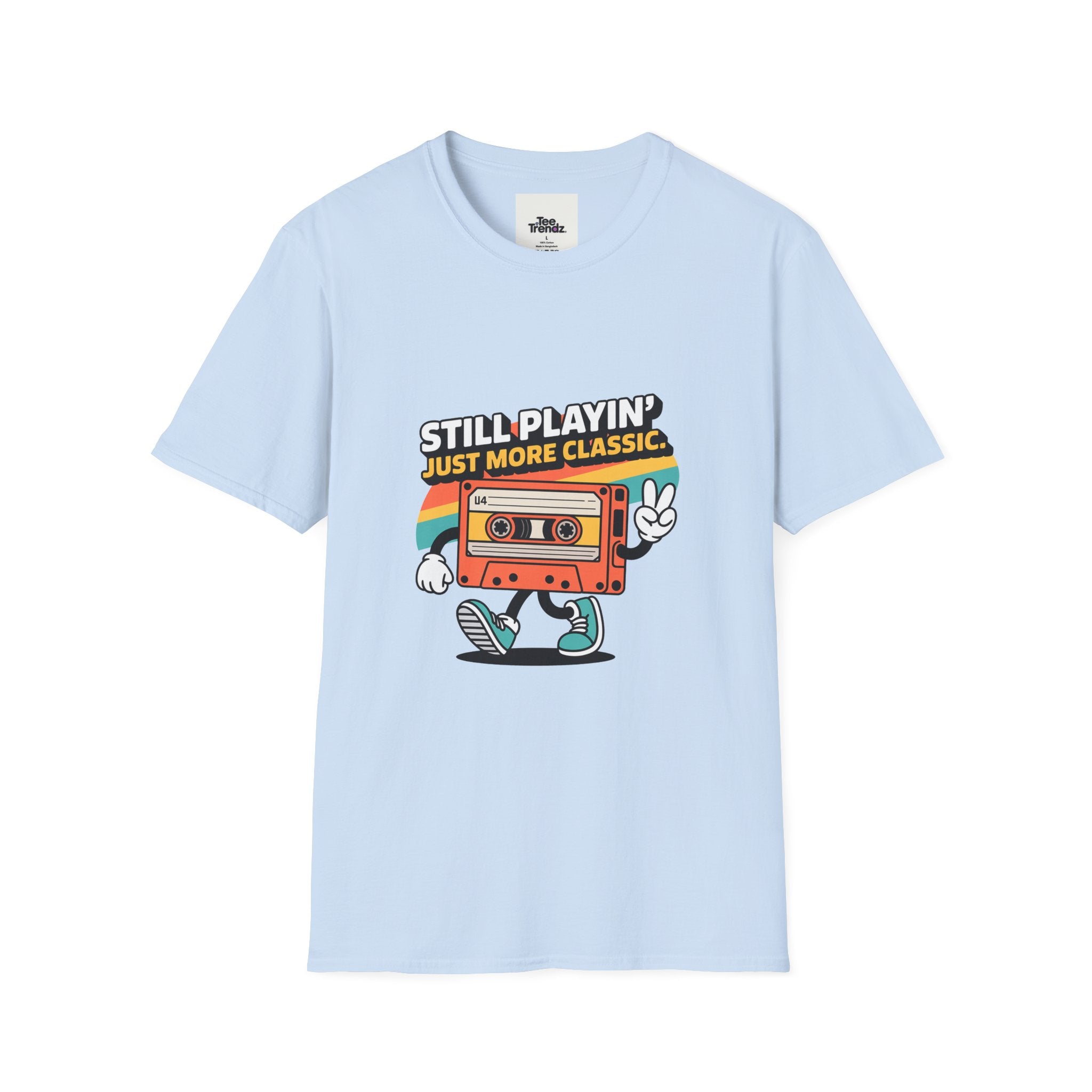 Retro Cassette Tee — "Still Playin' Just More Classic" Vintage Tape Shirt