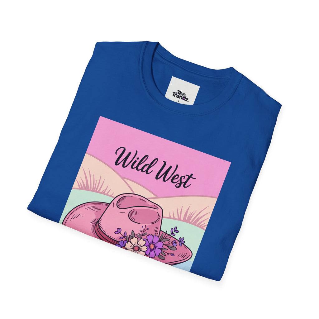 Wild West Pink Cowboy Hat T-Shirt — Floral Western Graphic Tee