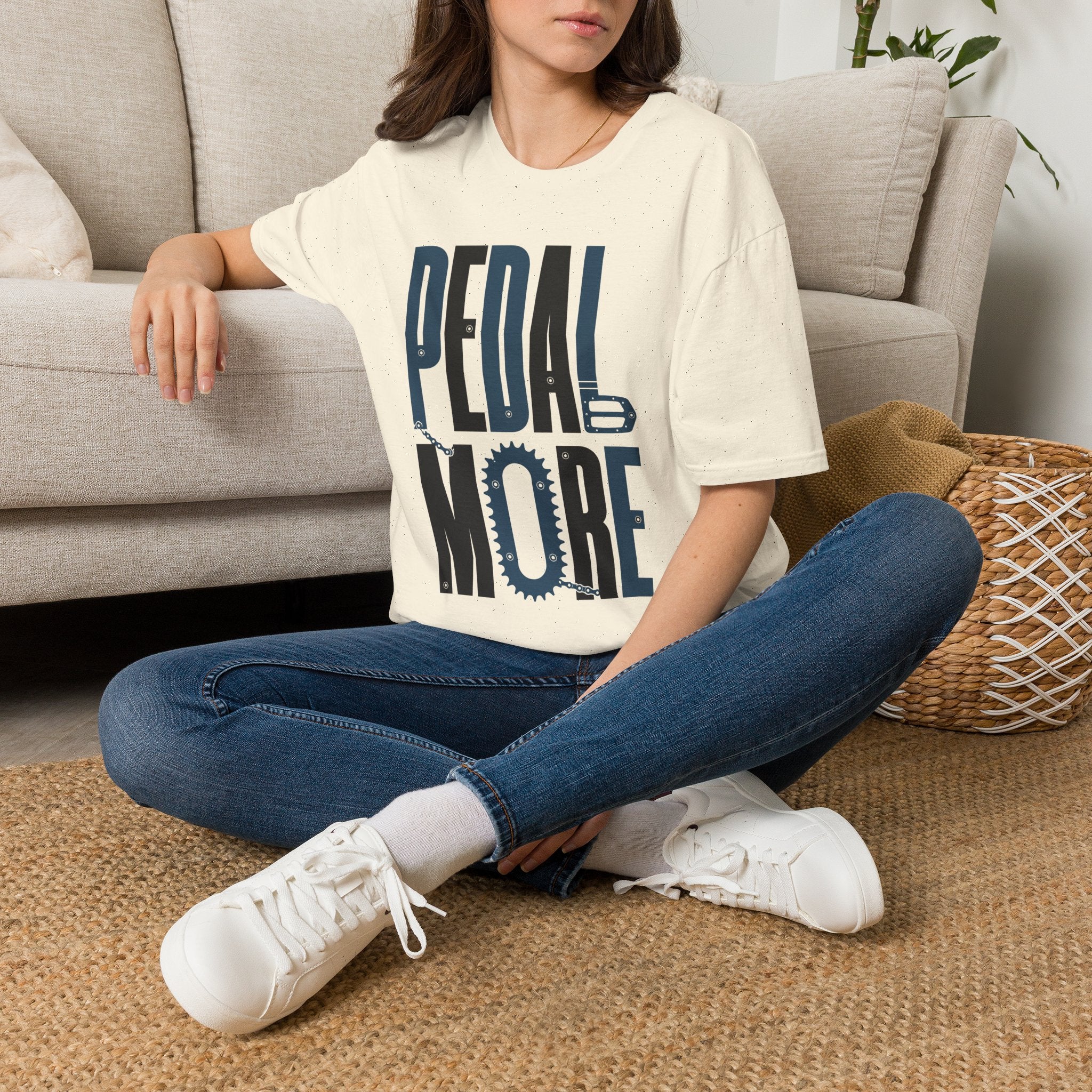 Pedal More T‑Shirt — Cycling Graphic Tee with Bike Pedal & Gear Design