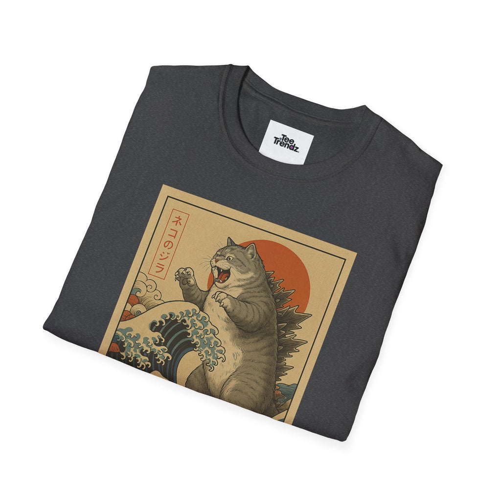 Katana Wave Cat T-Shirt — Vintage Japanese Wave Art Tee