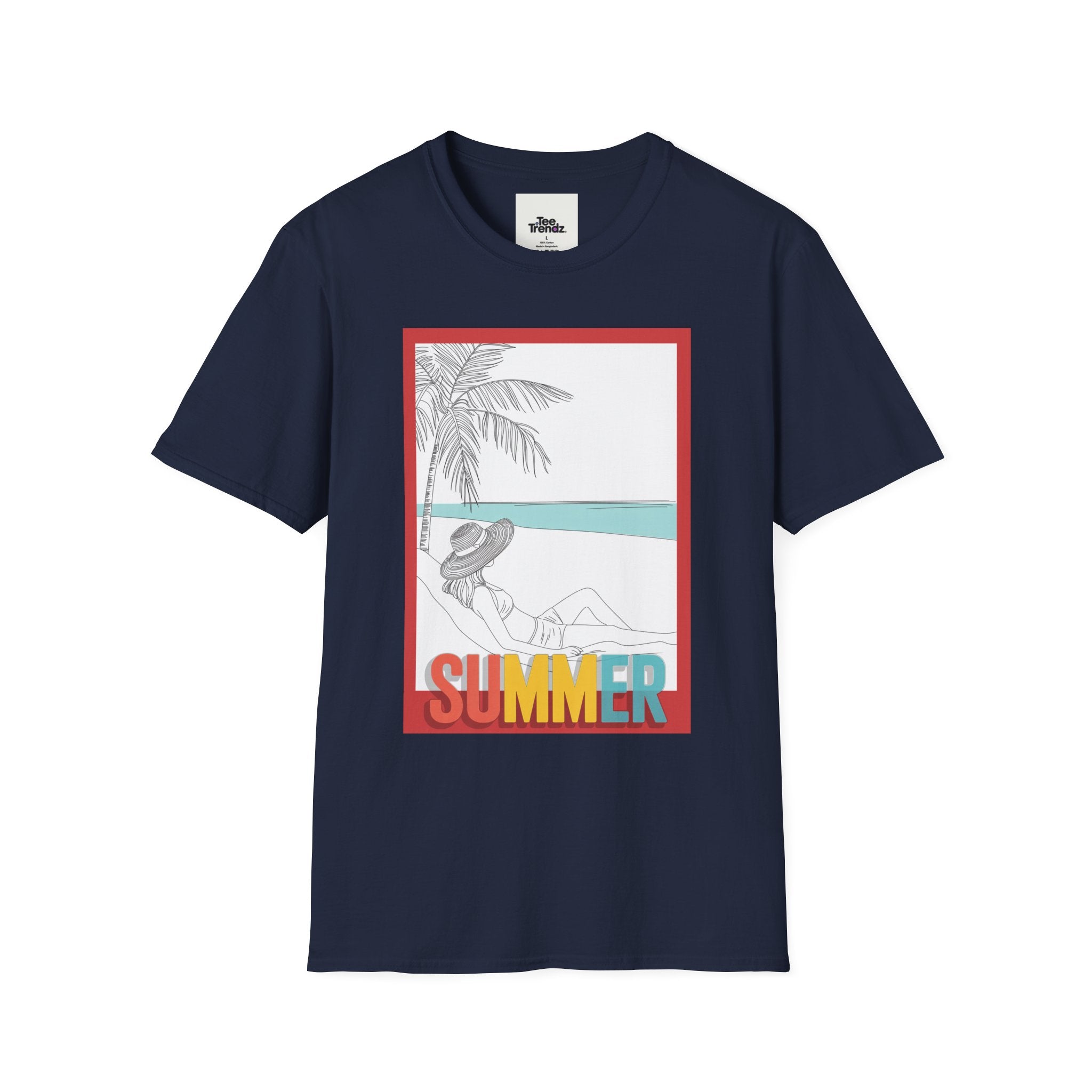 Summer Beach Graphic T-Shirt — 'SUMMER' Retro Palm & Relaxation Design