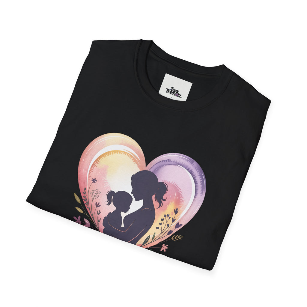 Mother's Love T-Shirt — Silhouette Heart Mom & Child Graphic (Mother's Day Gift)