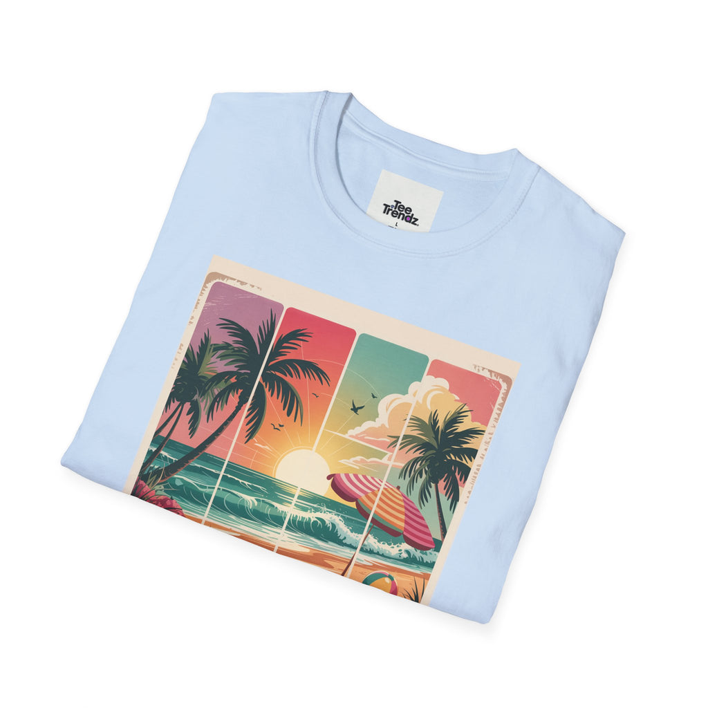 Summer Never Ends T-Shirt – Vintage Beach Sunset Graphic Tee
