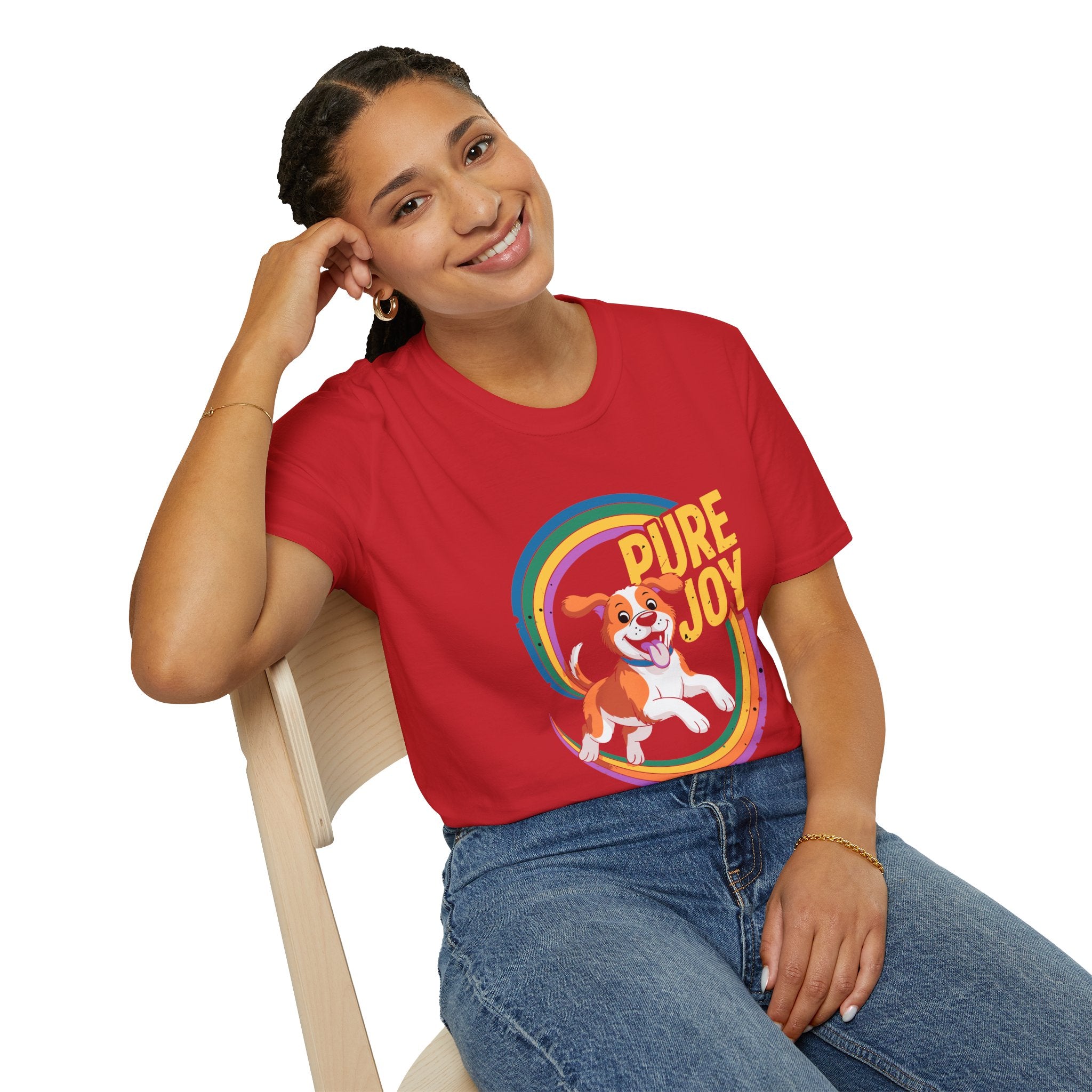 Pure Joy Dog T-Shirt – Playful Beagle Graphic Tee with Rainbow