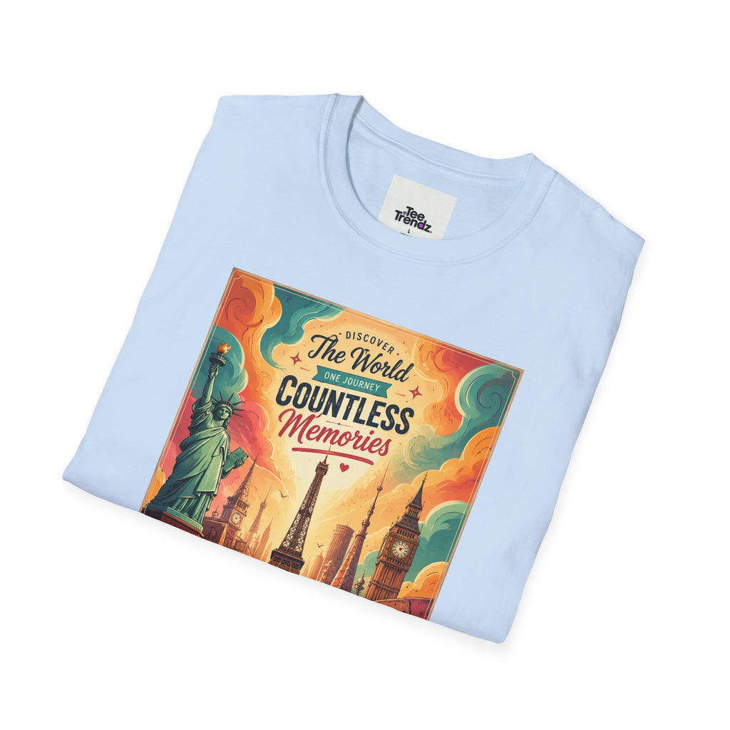 Travel Poster T-Shirt — 'The World, Countless Memories' Vintage Eiffel Tower Tee