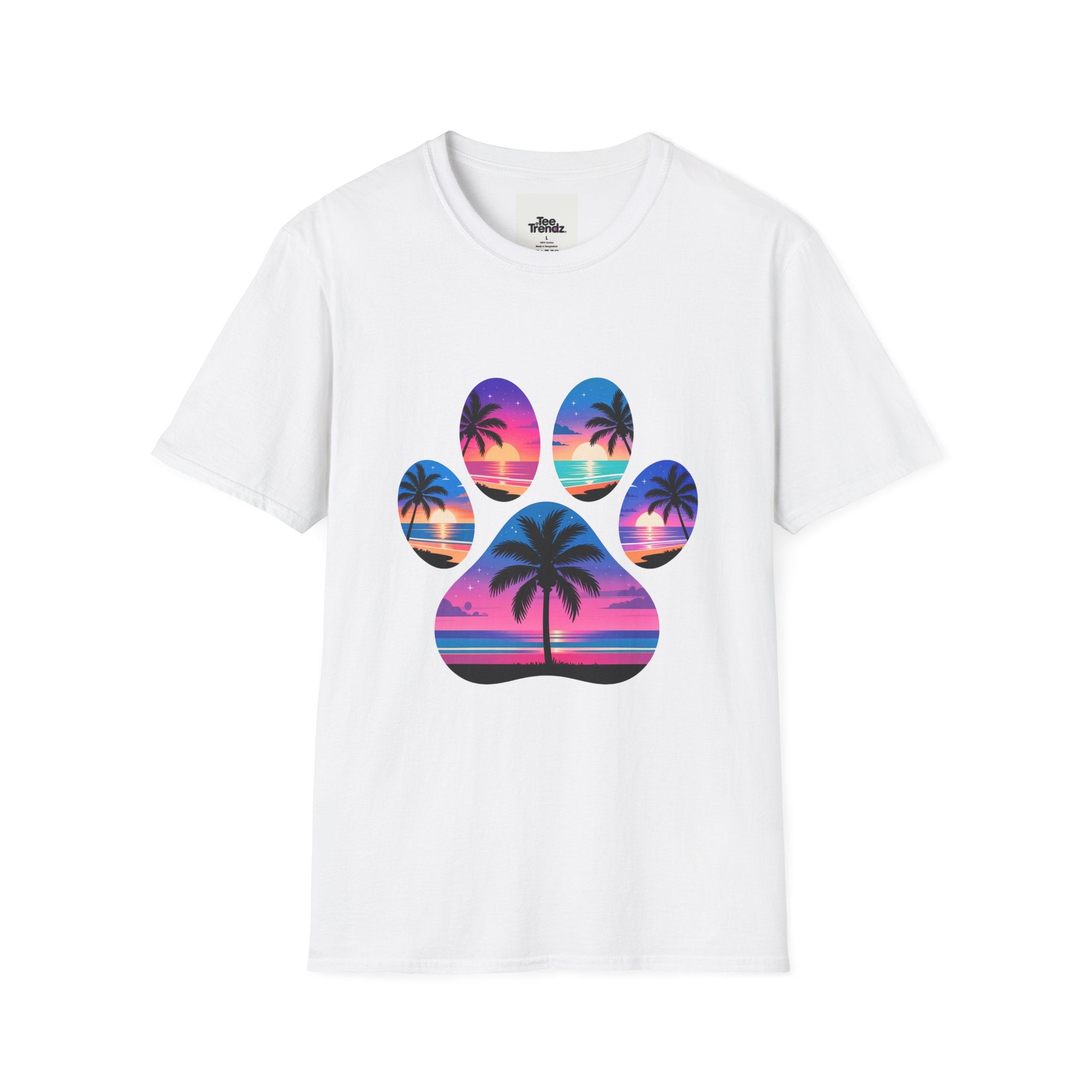 T-Shirt — Tropical Paw Sunset Graphic Tee