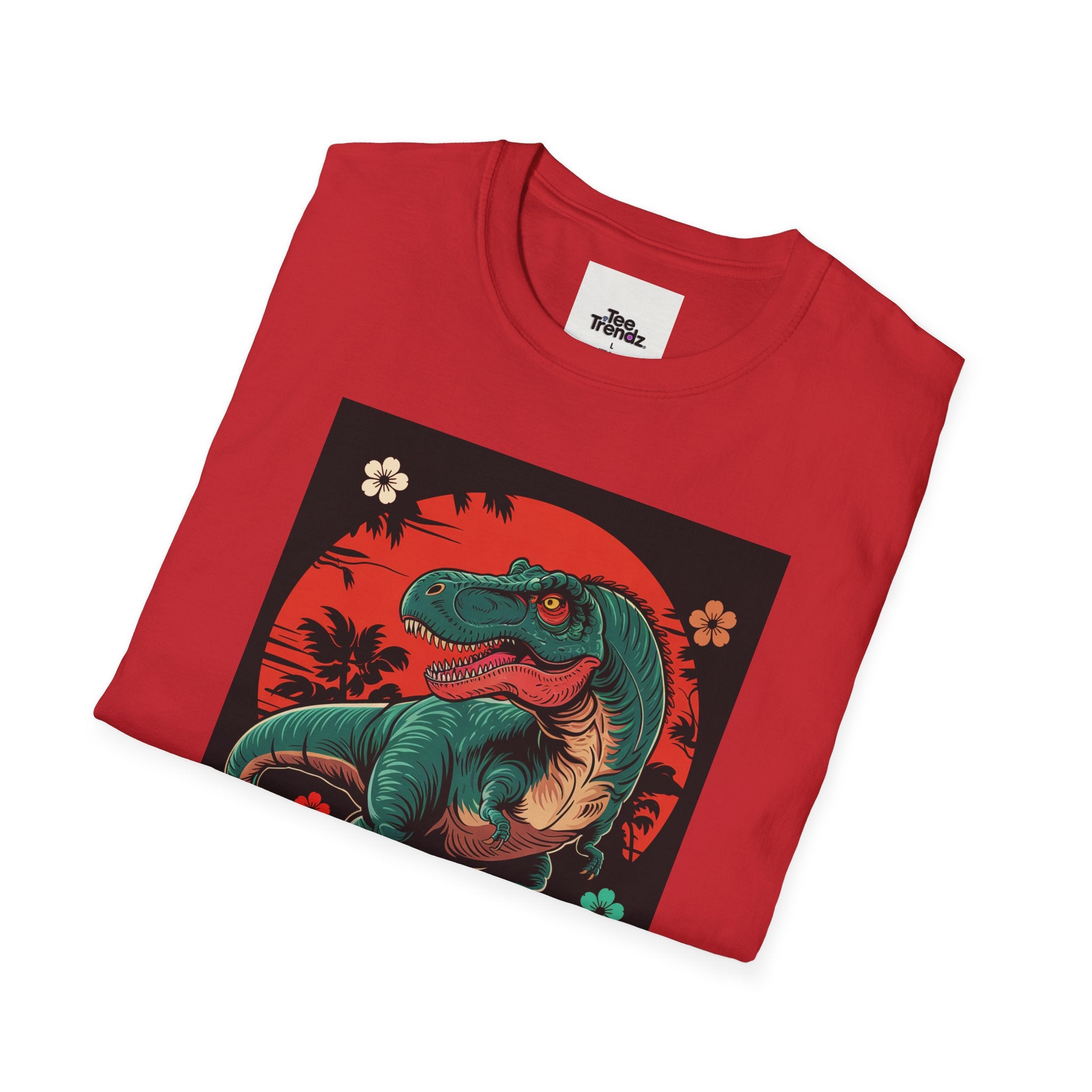 Dinosaur Retro Sunset T-Shirt — Japanese Kanji Dino Graphic