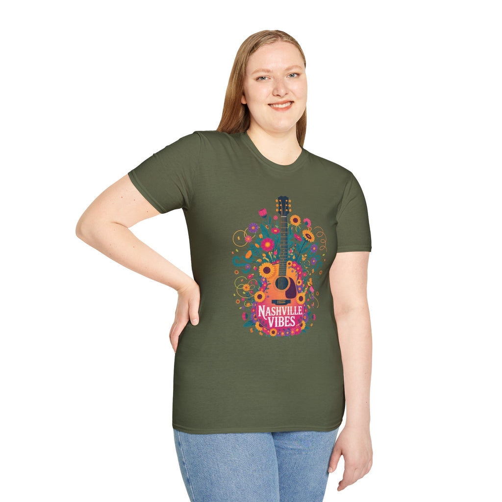 Nashville Vibes Guitar T-Shirt – Floral Music Festival Tee