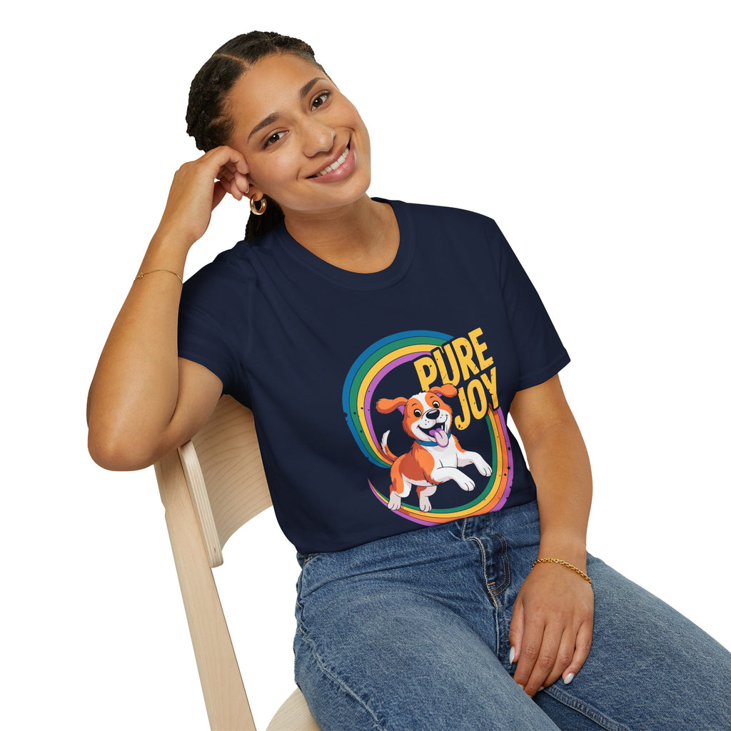 Pure Joy Dog T-Shirt – Playful Beagle Graphic Tee with Rainbow