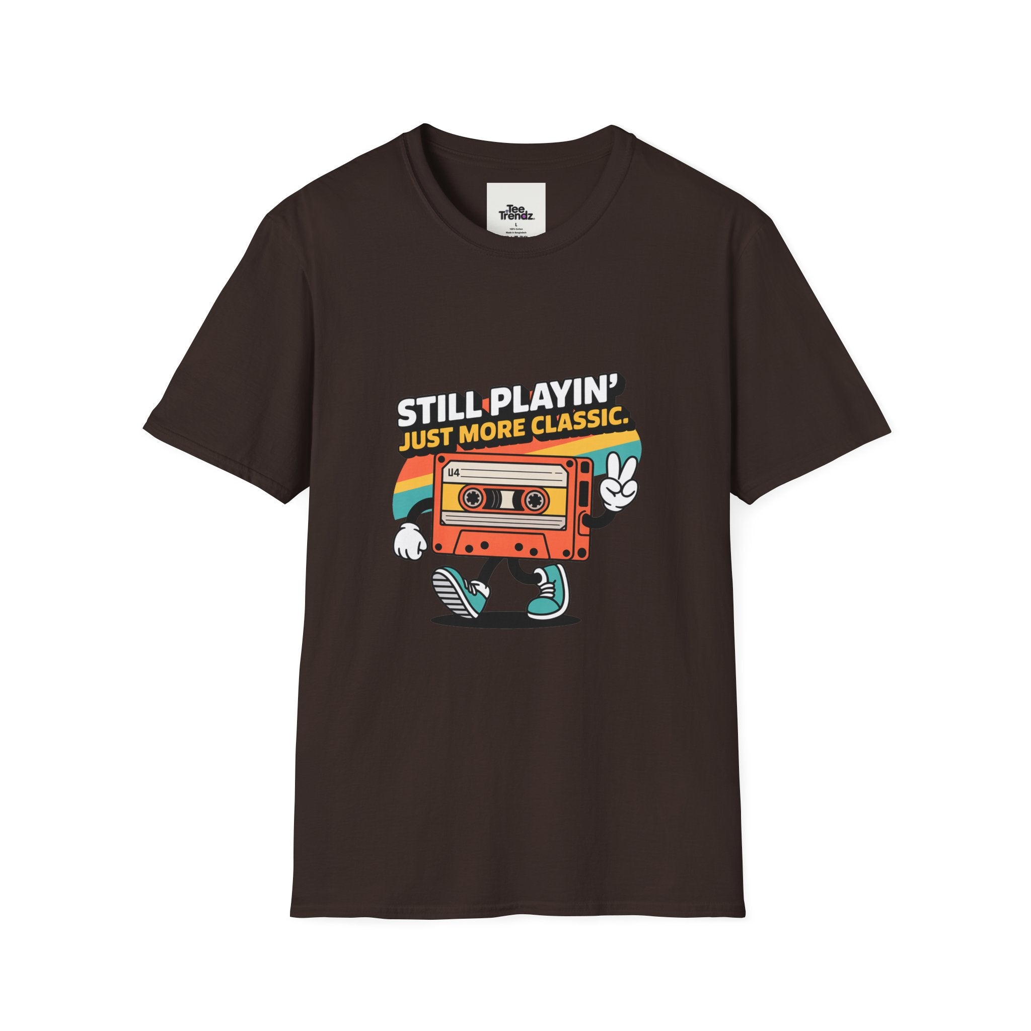 Retro Cassette Tee — "Still Playin' Just More Classic" Vintage Tape Shirt