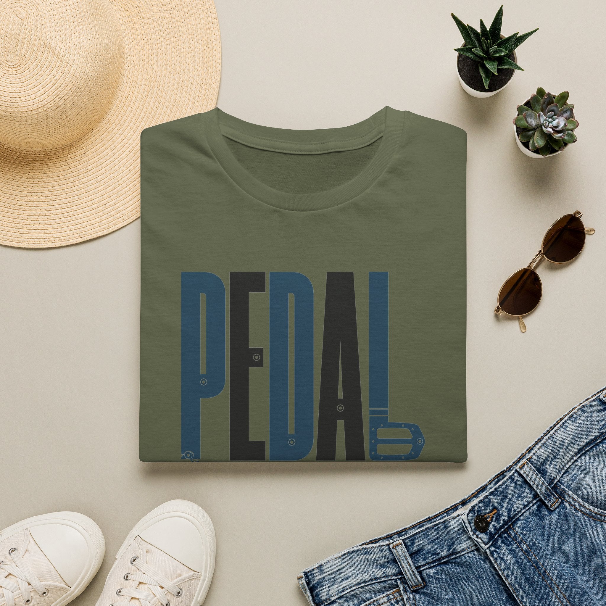 Pedal More T‑Shirt — Cycling Graphic Tee with Bike Pedal & Gear Design