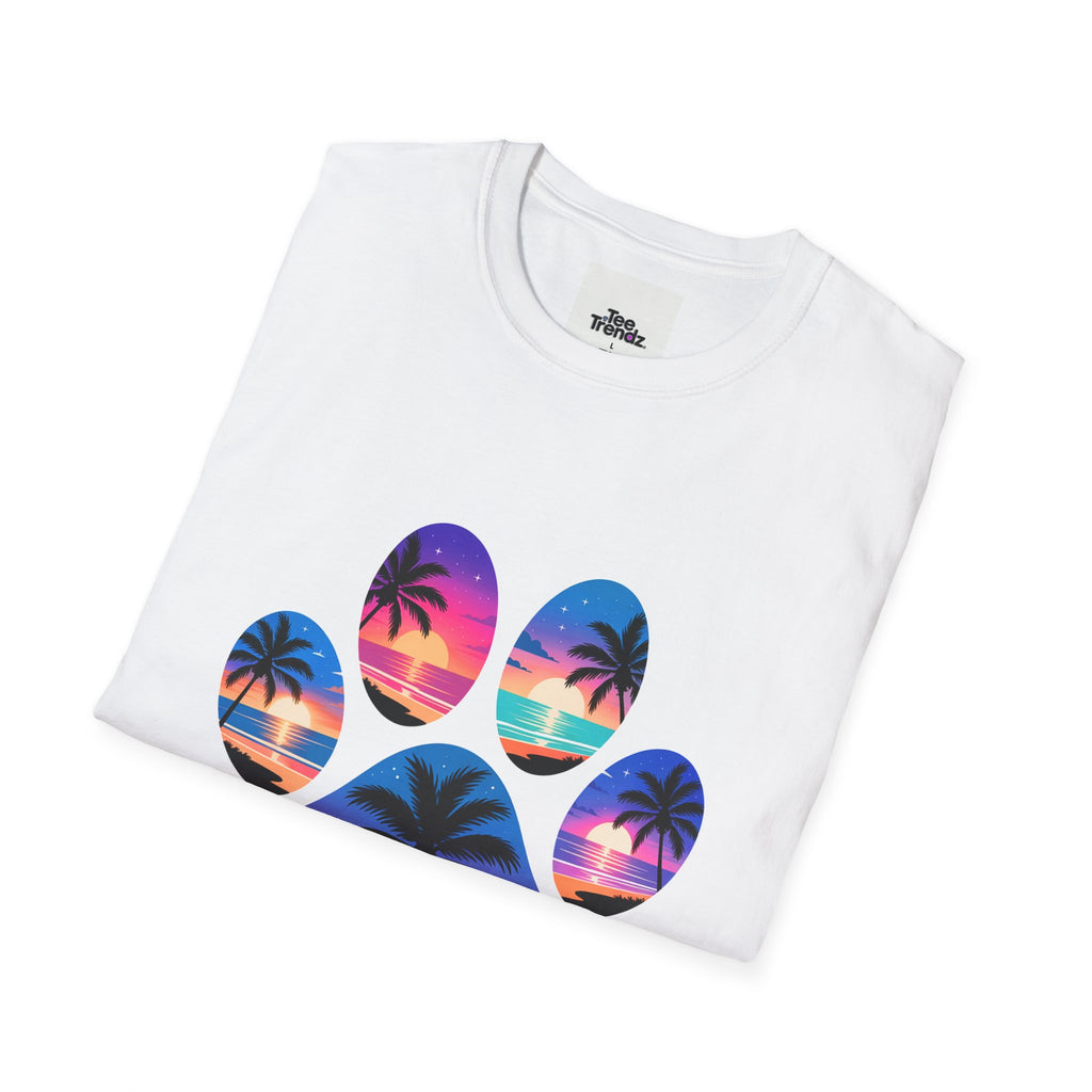 T-Shirt — Tropical Paw Sunset Graphic Tee