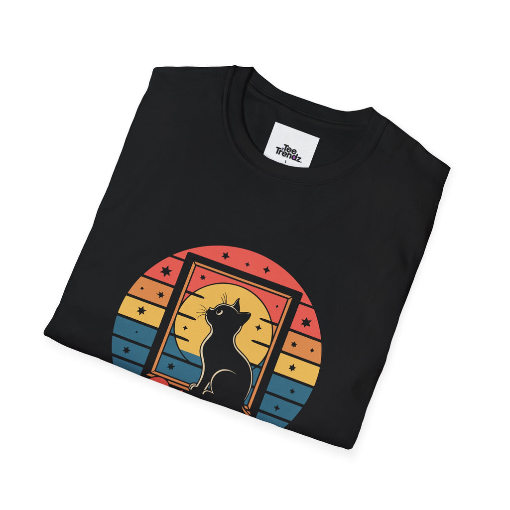 Stay Pawsitive Cat T-Shirt — Retro Rainbow Cat Graphic Tee
