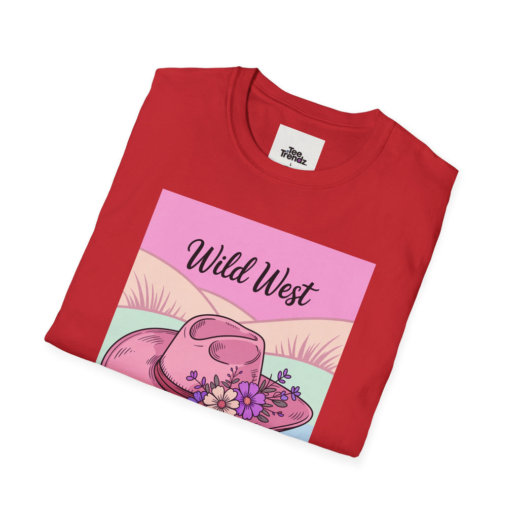 Wild West Pink Cowboy Hat T-Shirt — Floral Western Graphic Tee