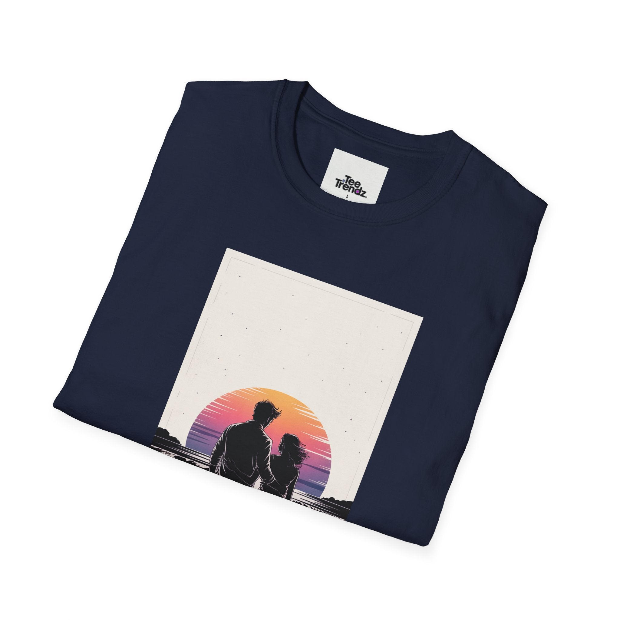 Couple Silhouette Beach T-Shirt — Sunset Romantic Graphic Tee