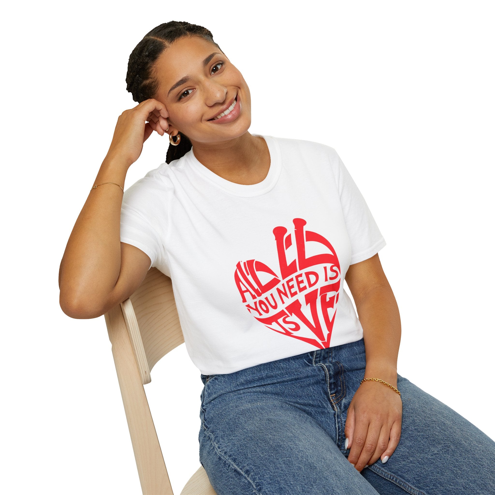 Love Heart T-Shirt — "All You Need Is Love" Retro Graphic