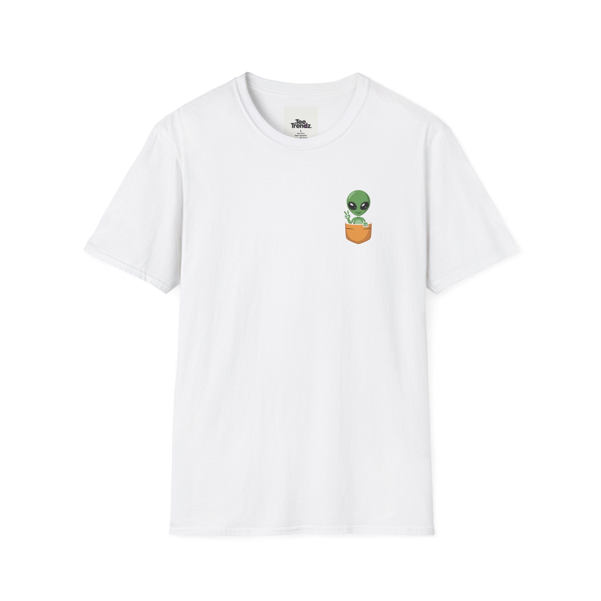 Alien Pocket T-Shirt — Cute Green Alien in Pocket Graphic Tee