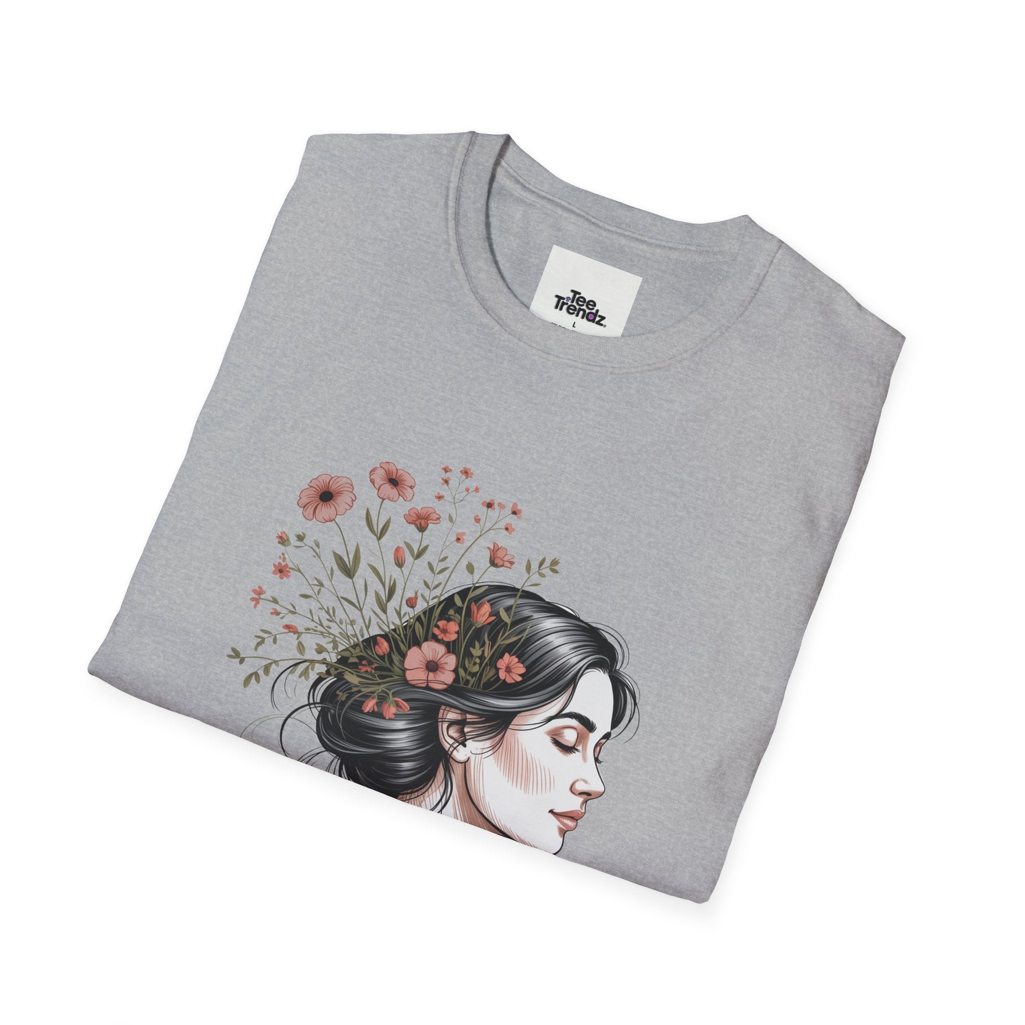 T-Shirt — "Rooted & Wild" Floral Woman Illustration | Boho Nature Tee for Women