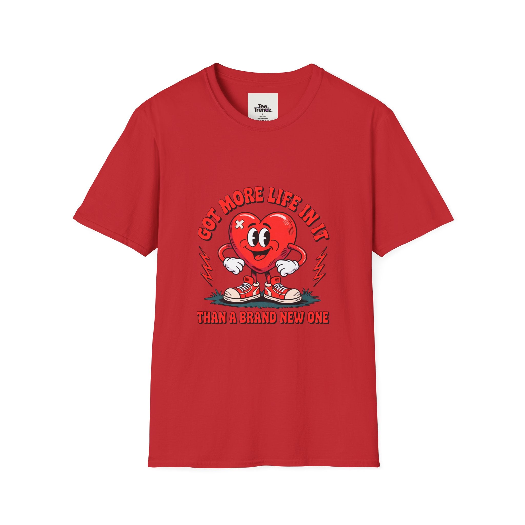 Heart Cartoon T-Shirt — "Got More Life In It Than A Brand New One" Vintage Valentine Tee