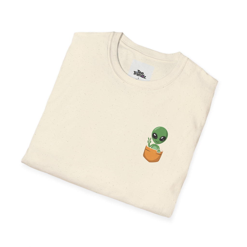 Alien Pocket T-Shirt — Cute Green Alien in Pocket Graphic Tee