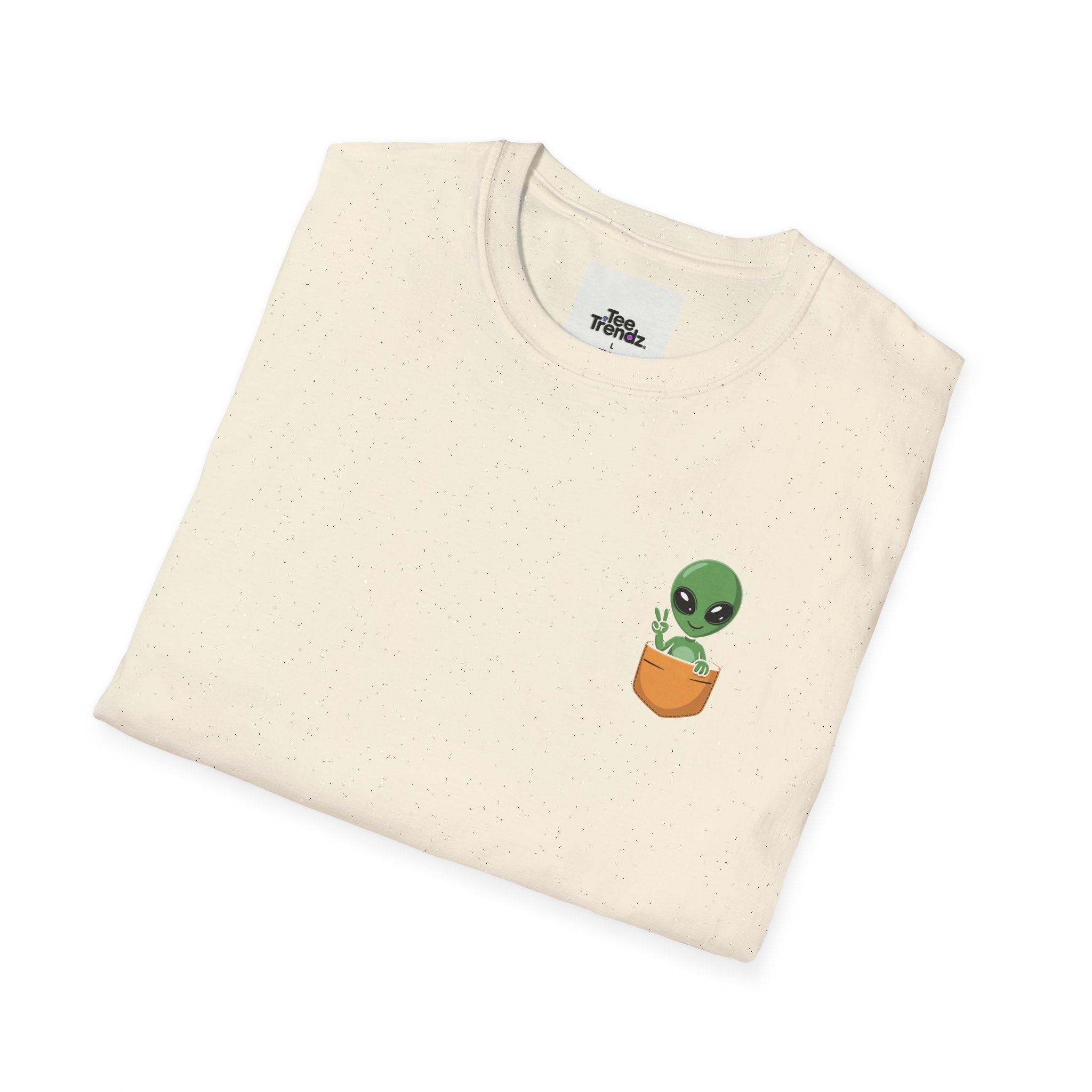 Alien Pocket T-Shirt — Cute Green Alien in Pocket Graphic Tee