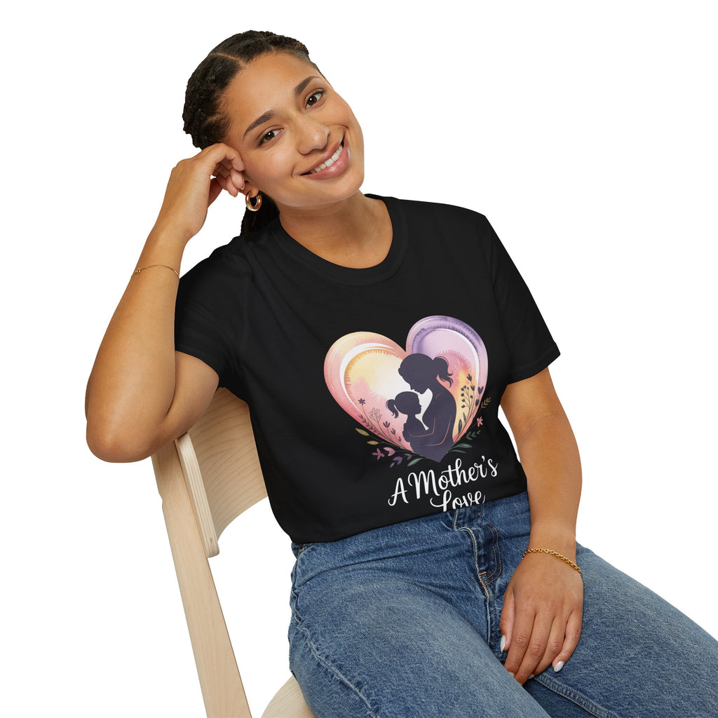 Mother's Love T-Shirt — Silhouette Heart Mom & Child Graphic (Mother's Day Gift)