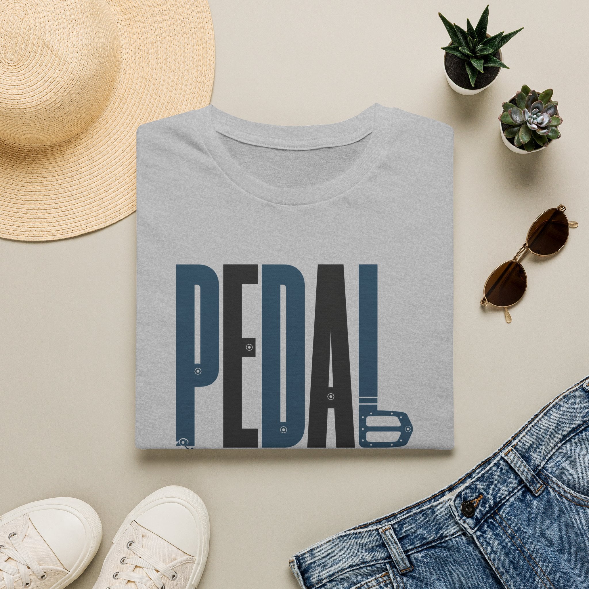 Pedal More T‑Shirt — Cycling Graphic Tee with Bike Pedal & Gear Design