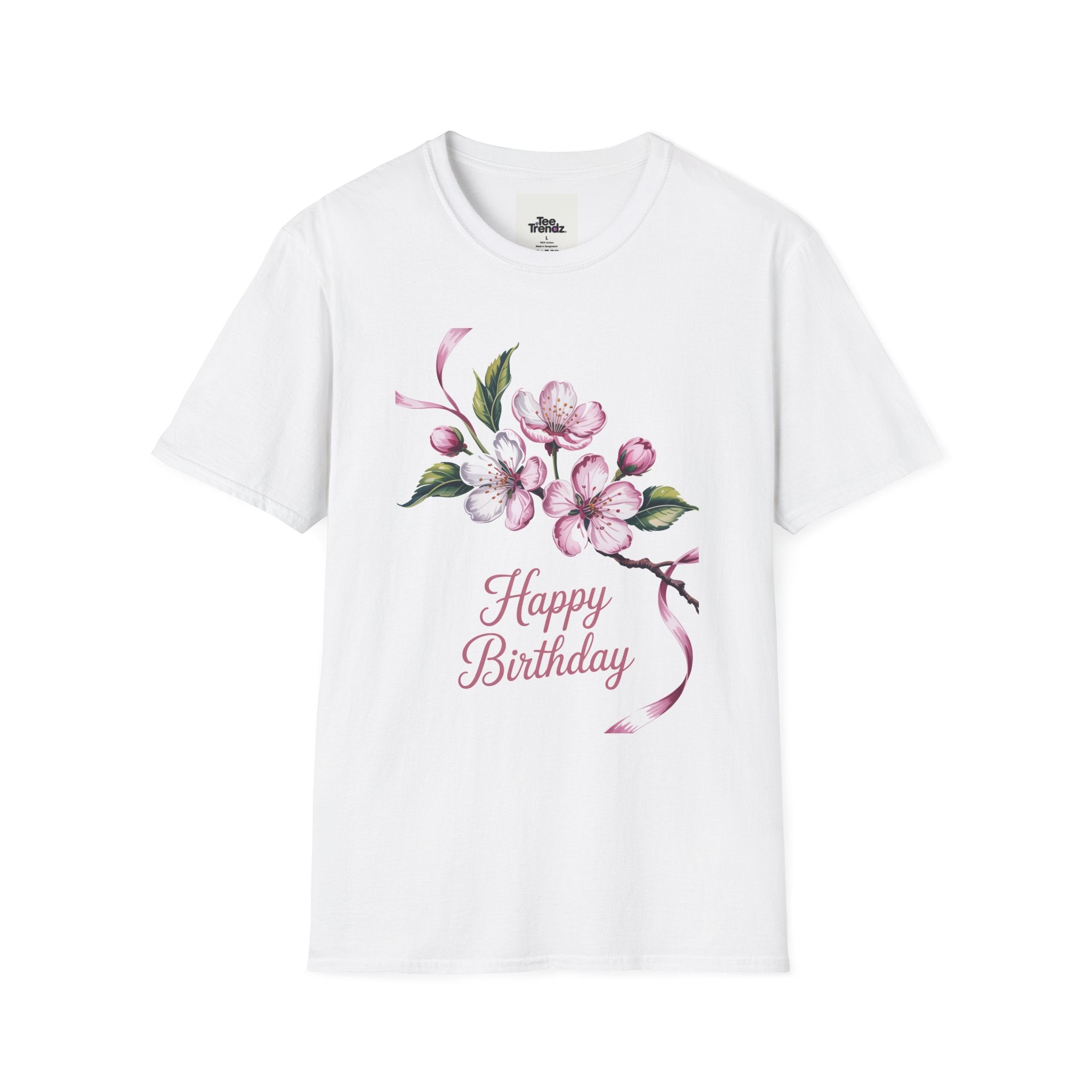 Happy Birthday Floral T-Shirt — Pink Blossom Birthday Tee