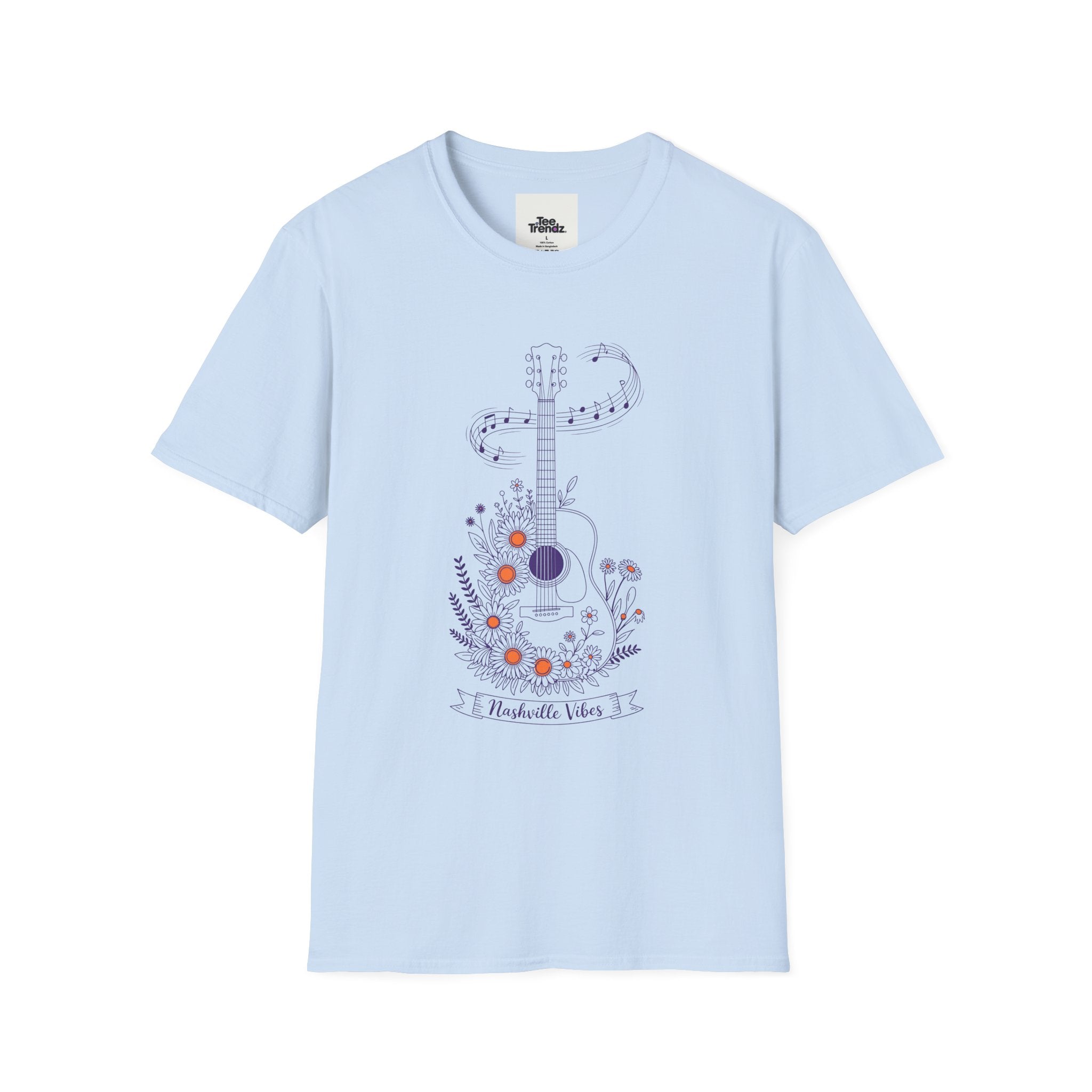 Acoustic Floral Guitar T-Shirt — 'A Heartwide Water I...' Music Tee for Songwriters & Folk Lovers