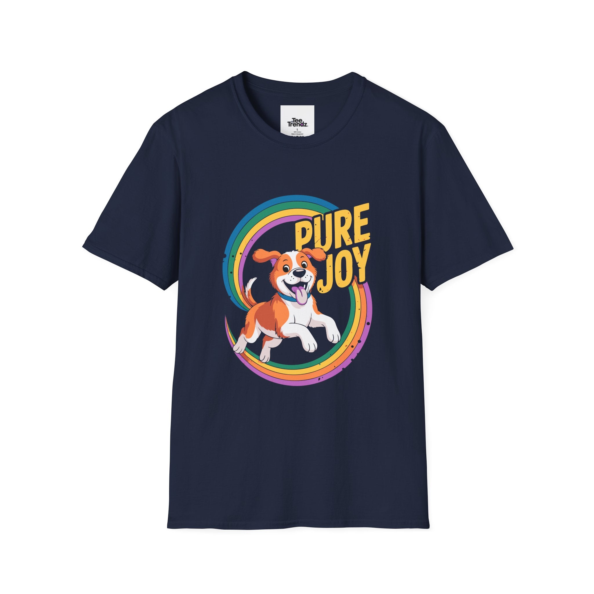 Pure Joy Dog T-Shirt – Playful Beagle Graphic Tee with Rainbow