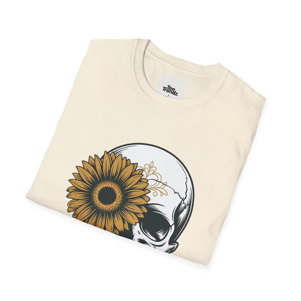 Skull with Sunflower Graphic T-Shirt