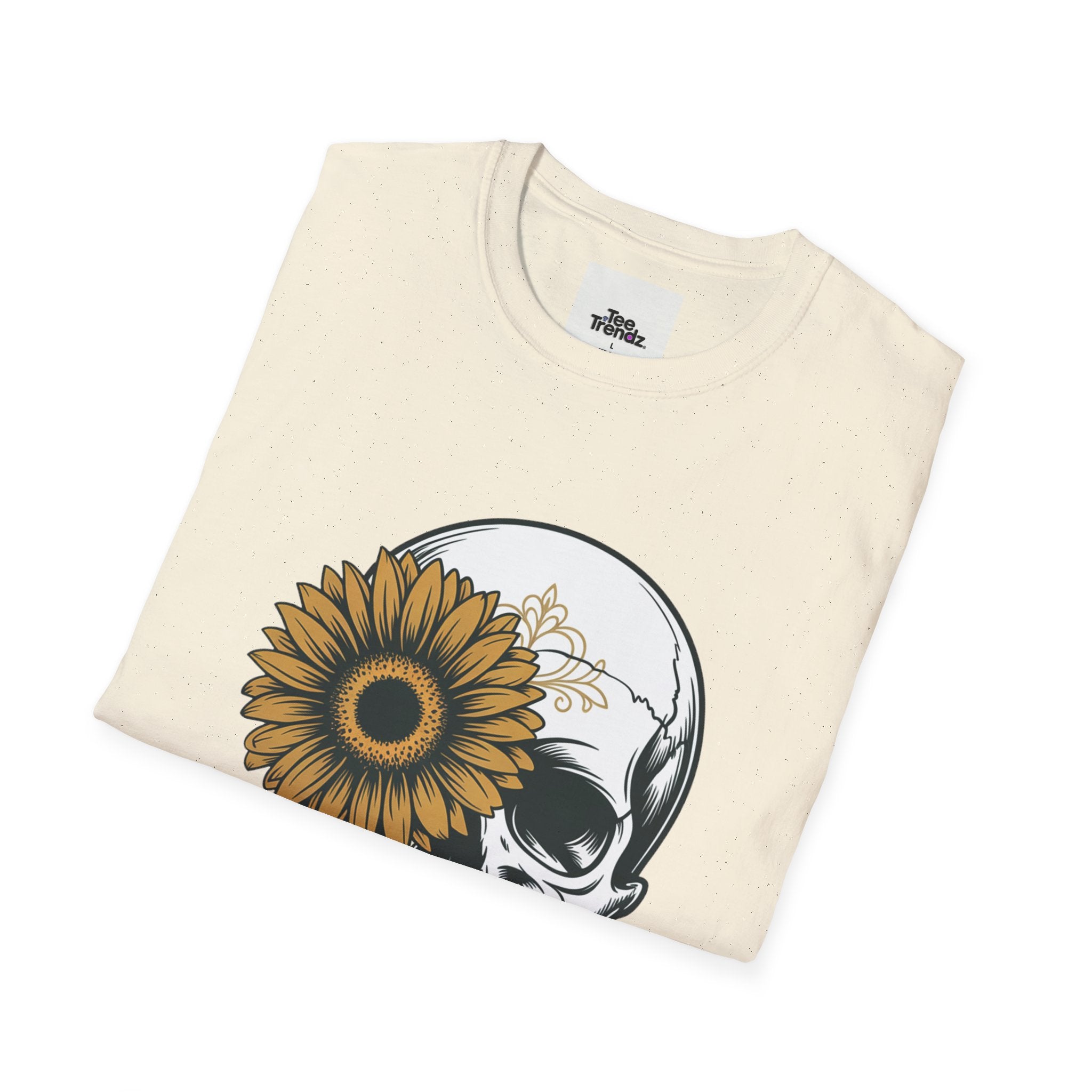 Skull with Sunflower Graphic T-Shirt