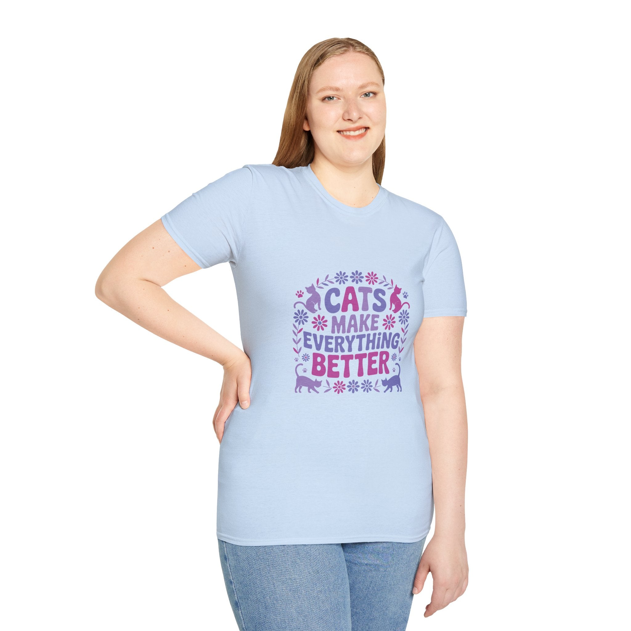 Cats Make Everything Better T-Shirt — Cute Purple Cat Lover Tee