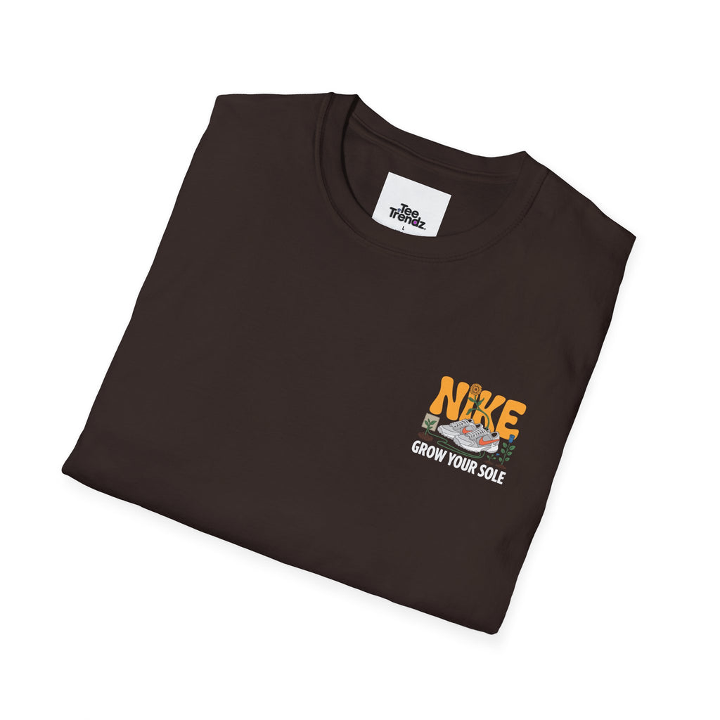 Graphic T‑Shirt — "Grow Your Sole" Retro Sneaker Pocket Design
