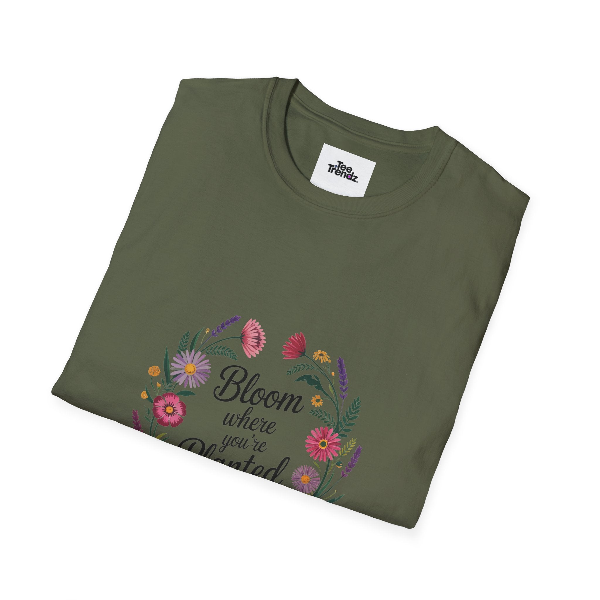 Bloom Where You’re Planted Floral T‑Shirt — Inspirational Garden Quote Tee