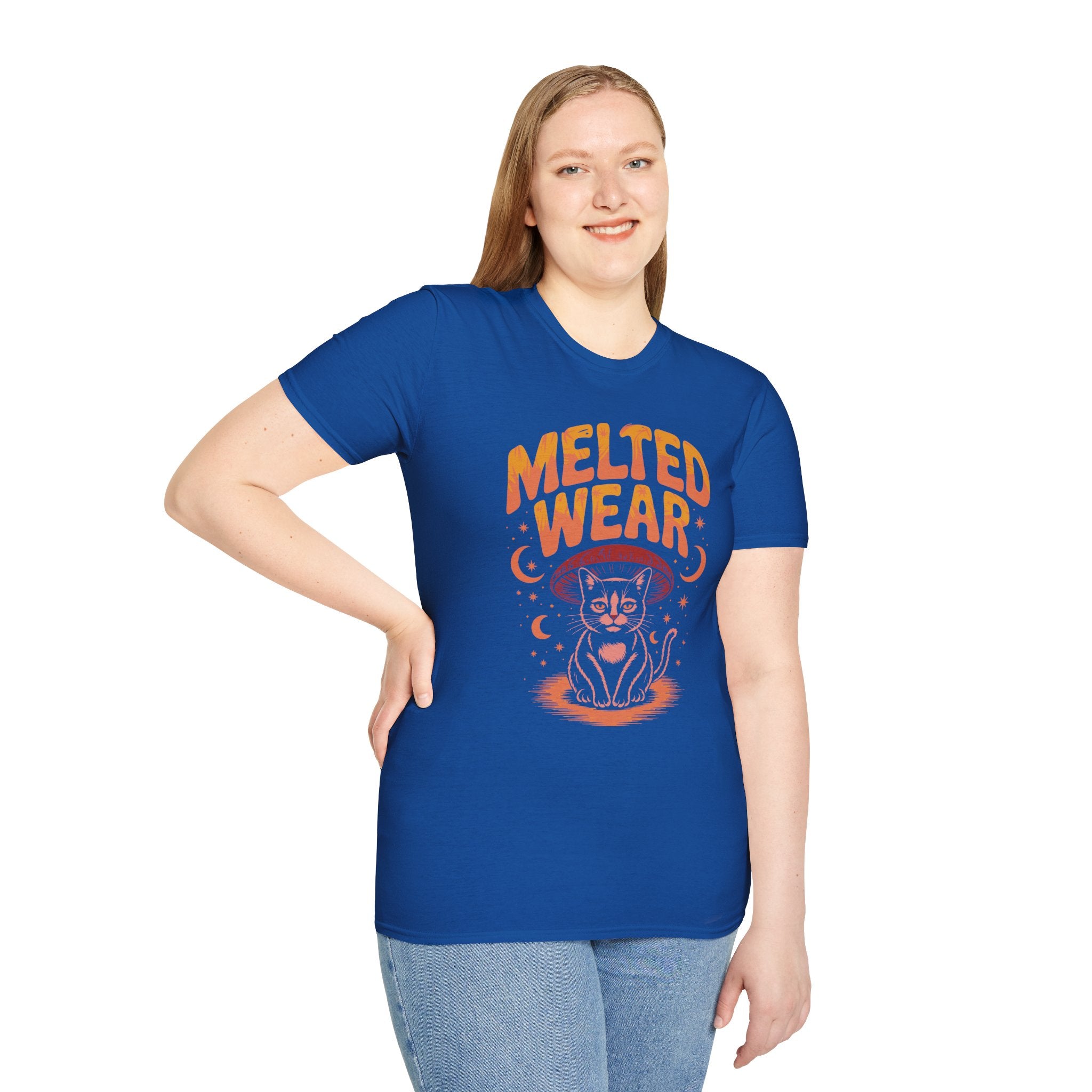 Cat Graphic T-Shirt — "Melted Wear" Retro Moonlit Design