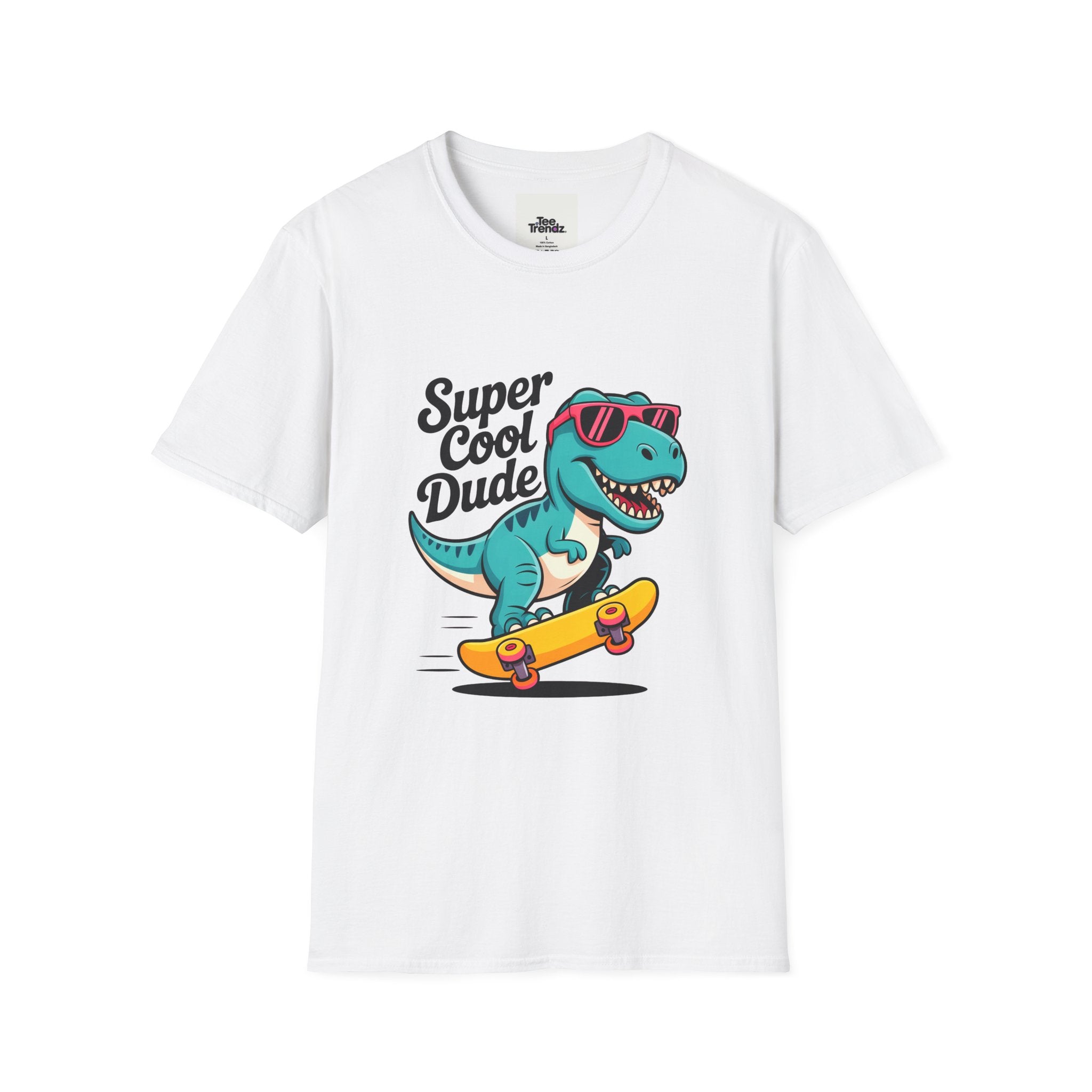 Kids Skateboard T‑Shirt — "Super Cool Dude" Dino Graphic Tee