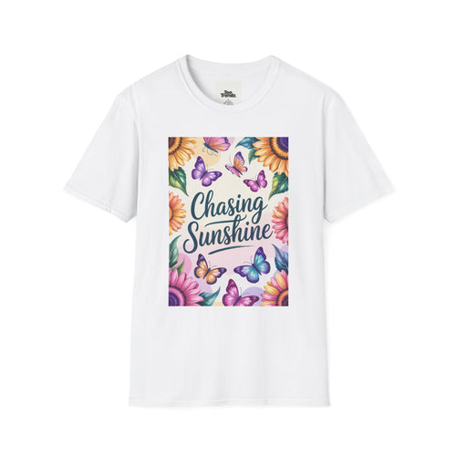 Chasing Sunshine T-Shirt — Floral Sunflower & Butterfly Graphic Tee