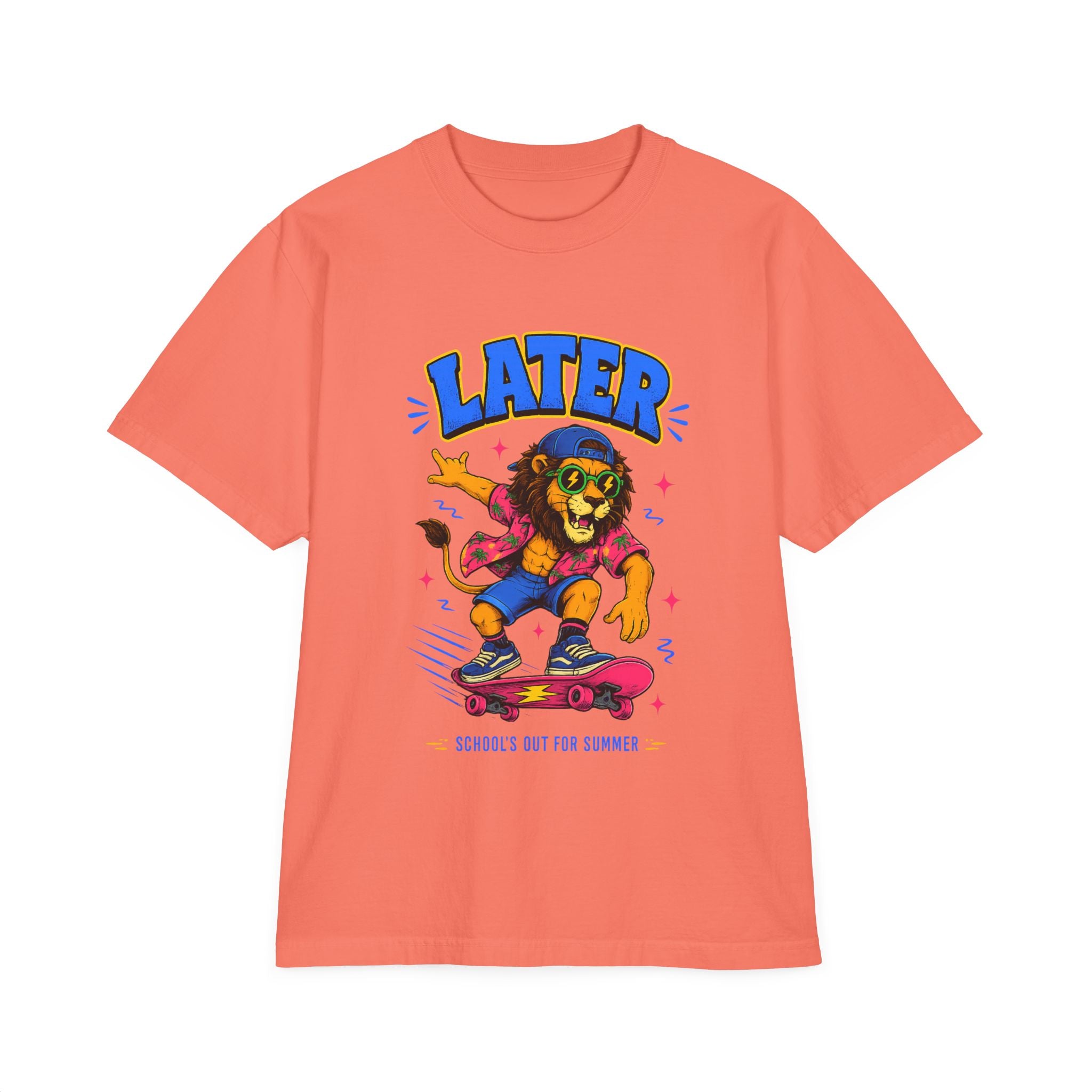 Later Skateboard Lion T-Shirt — "Later" Graphic Tee for Summer Vibes