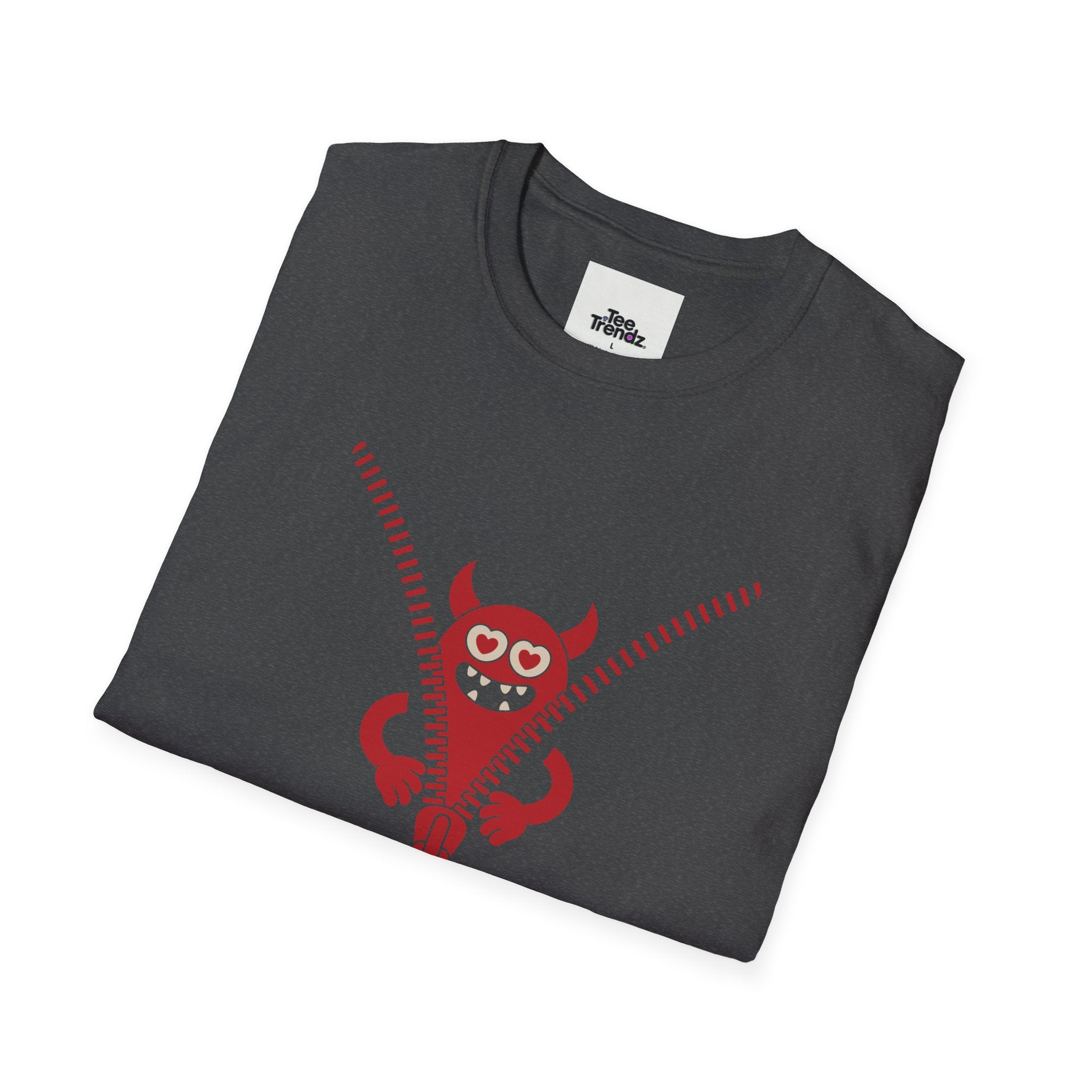 T-Shirt — Playful Monster Zipper Graphic Tee