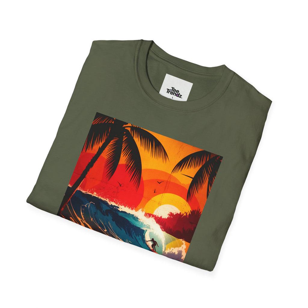 Summer Vibes Surf T-Shirt — Retro Sunset Palm Beach Tee