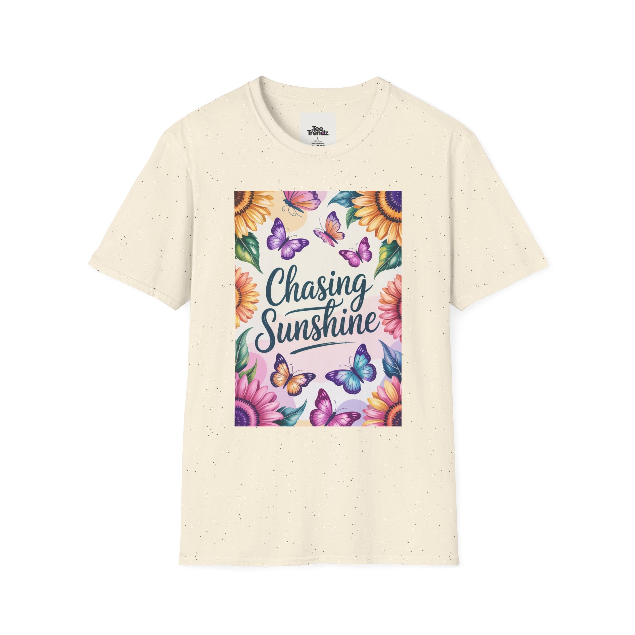 Chasing Sunshine T-Shirt — Floral Sunflower & Butterfly Graphic Tee