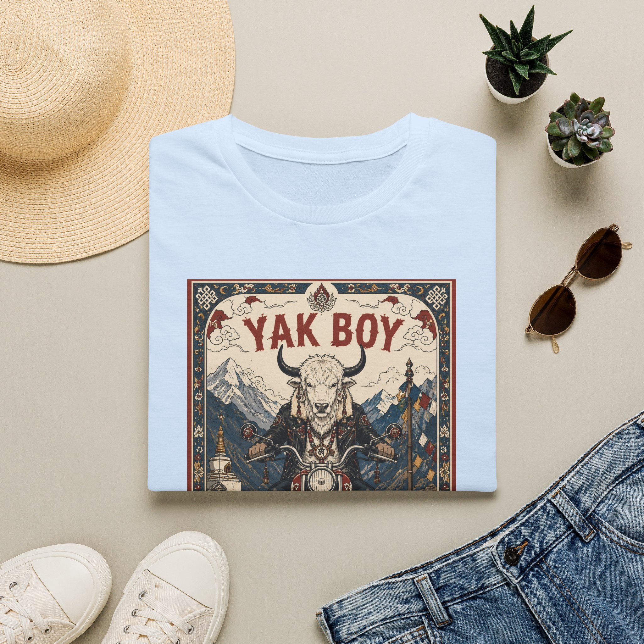 Yak Boy Motorcycle Graphic T‑Shirt — Vintage Mountain Biker Tee