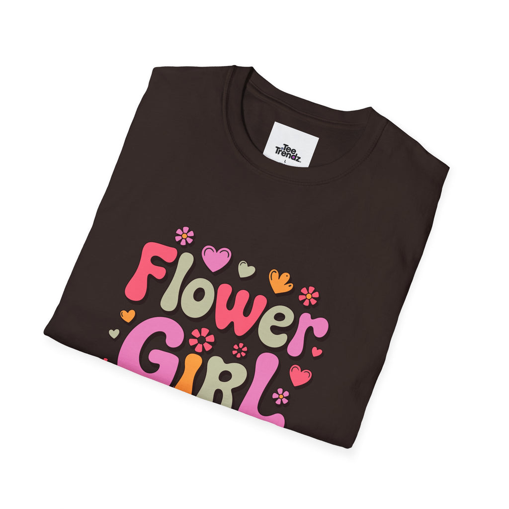 Flower Girl T-Shirt — Cute Retro Floral Wedding Tee for Kids