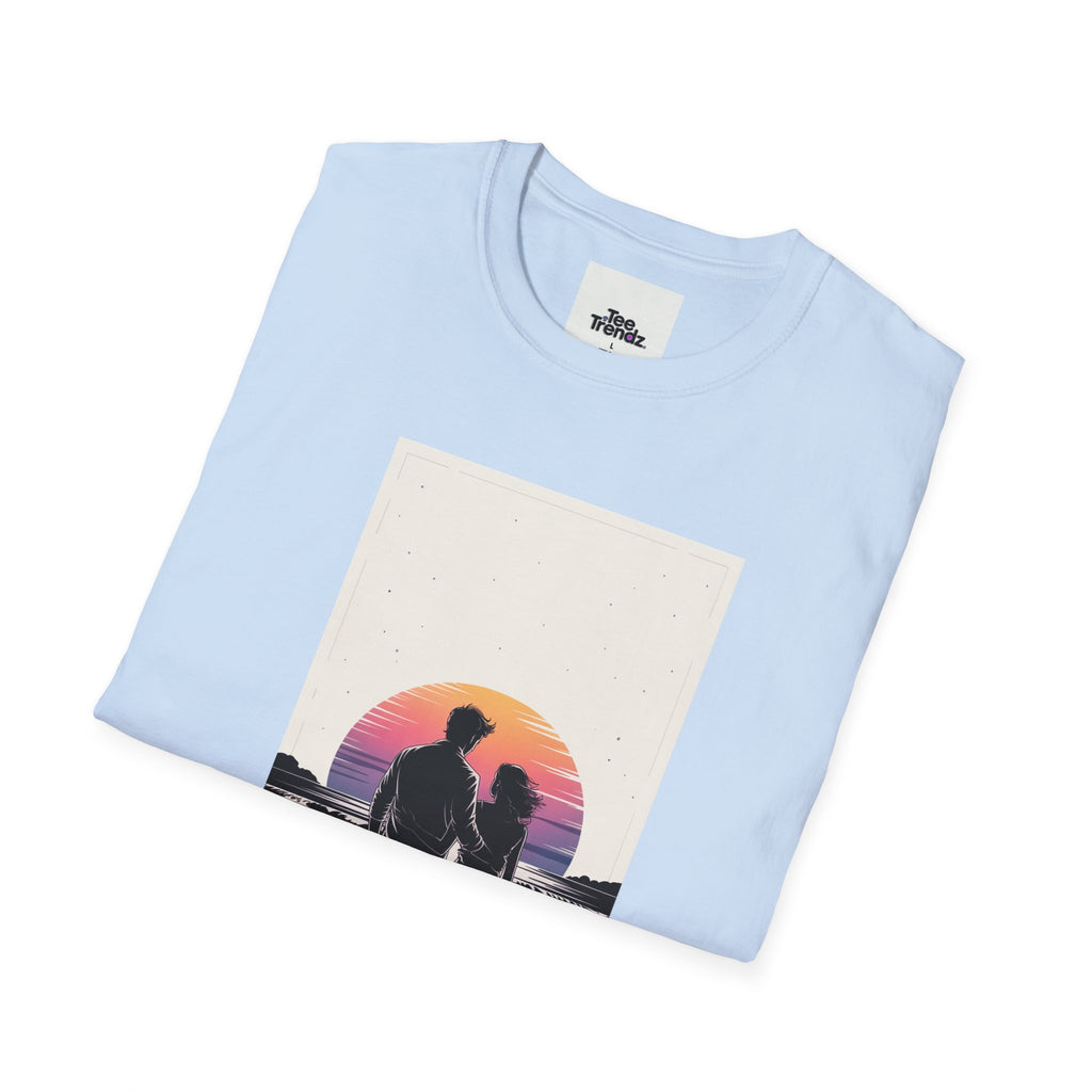 Couple Silhouette Beach T-Shirt — Sunset Romantic Graphic Tee