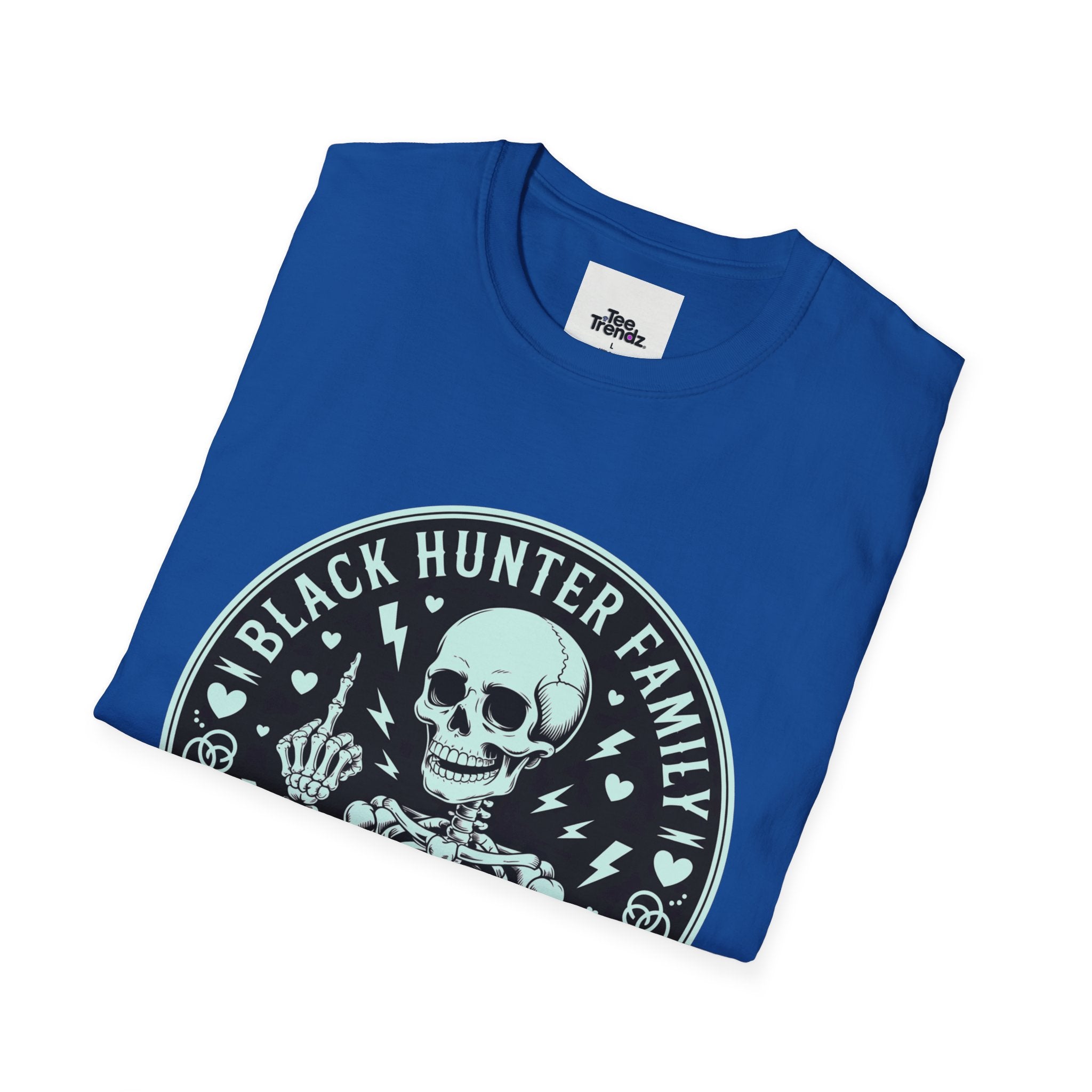 First Months Skeleton Family T-Shirt — "Black Hunter Family" Newborn Milestone Tee
