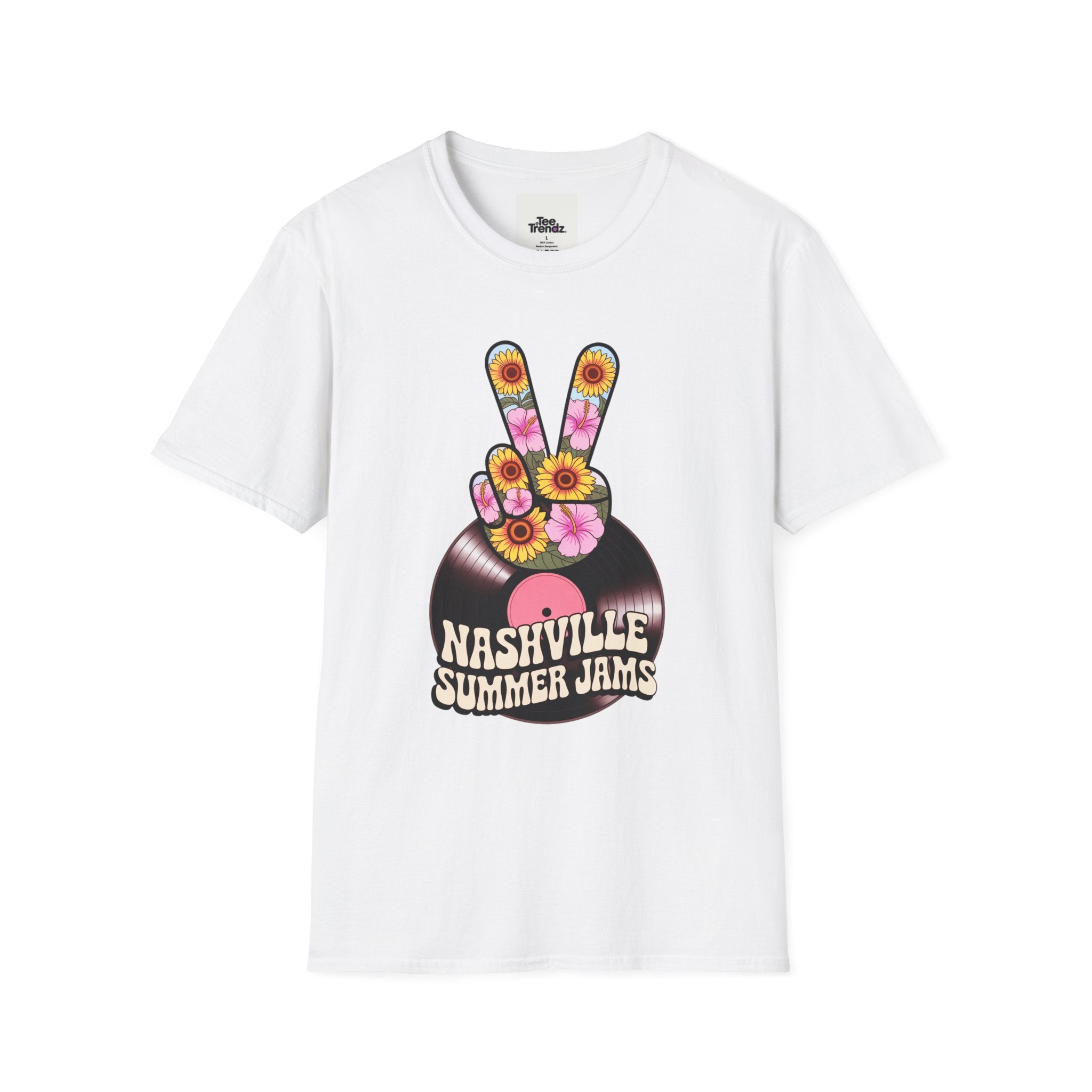 Nashville Summer Jams T‑Shirt — Retro Peace Sign Vinyl Concert Tee
