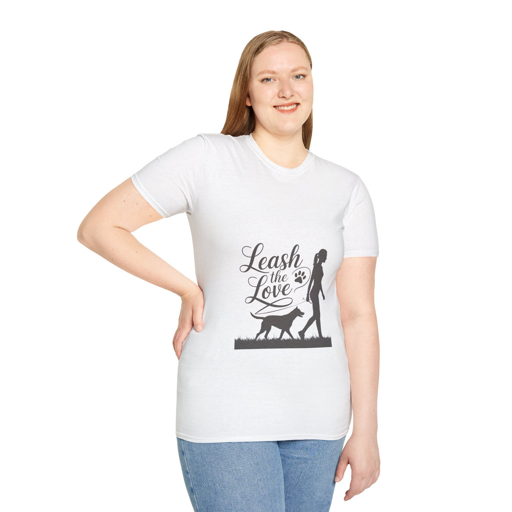 Leash the Love T-Shirt - Dog Walking Silhouette Tee for Pet Lovers